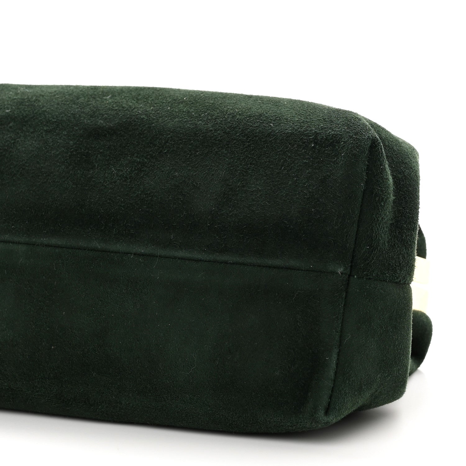 Mansur Gavriel Suede Volume Chain Clutch Dark Green 9 of 9