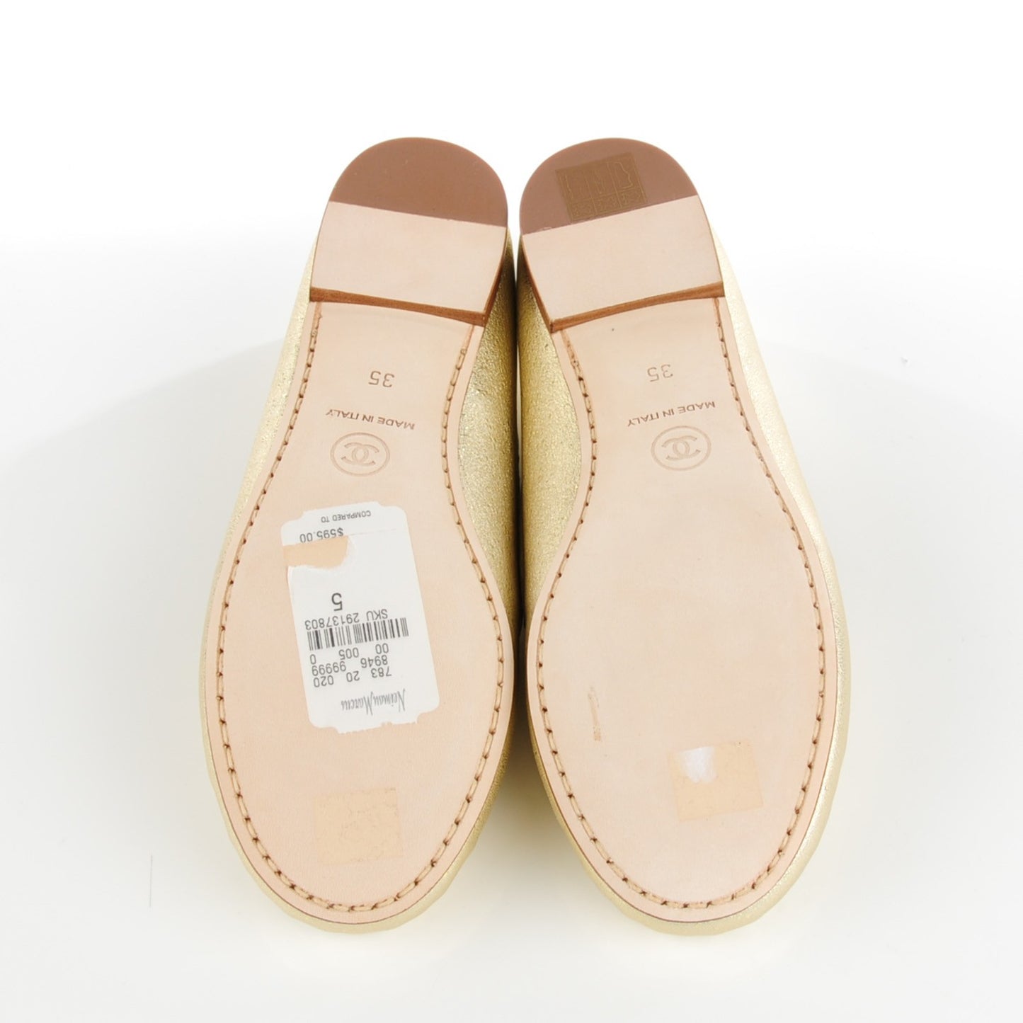 Metallic Calfskin CC Loafers 35 Gold