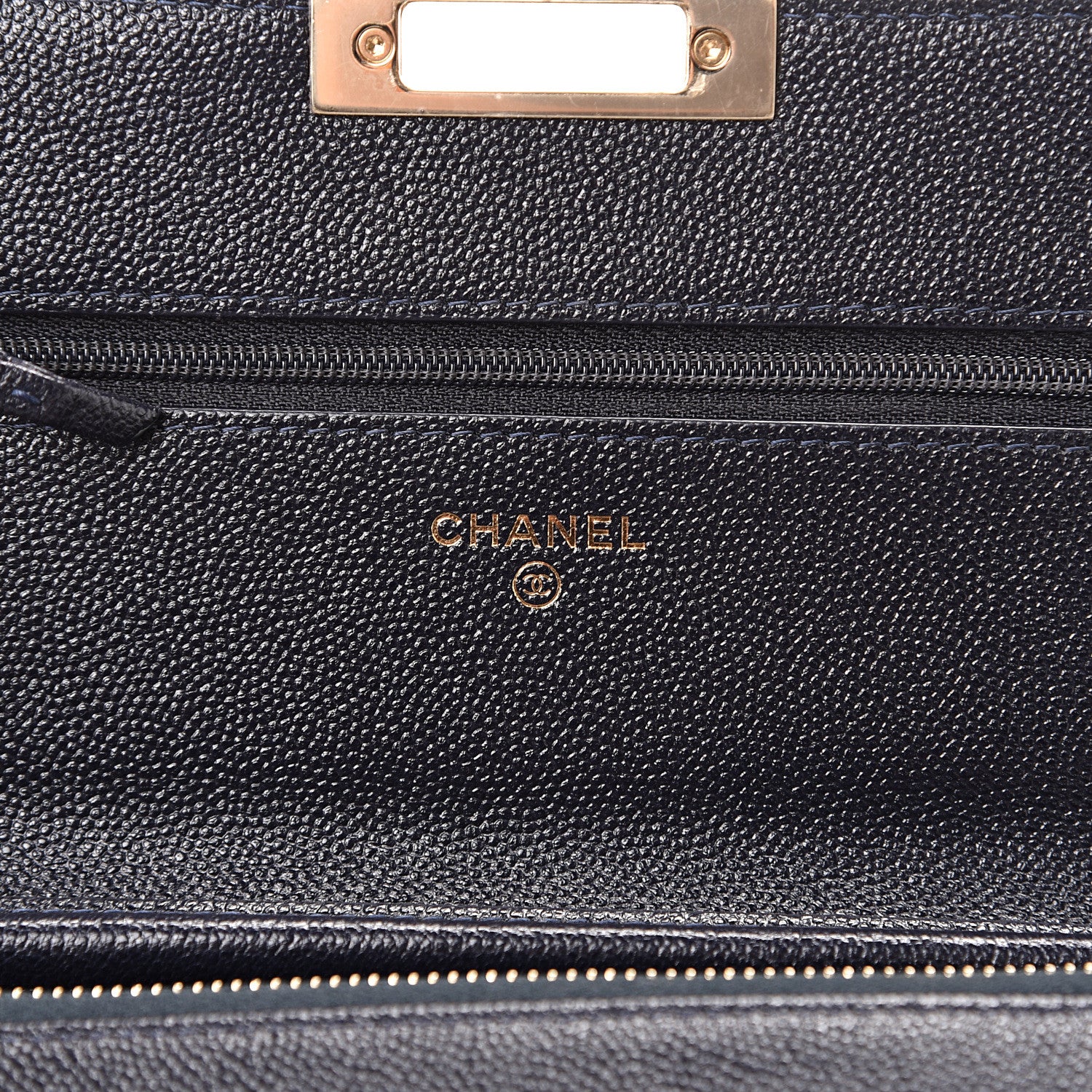 Chanel Caviar Quilted Golden Class Wallet On Chain WOC Navy 5 of 11