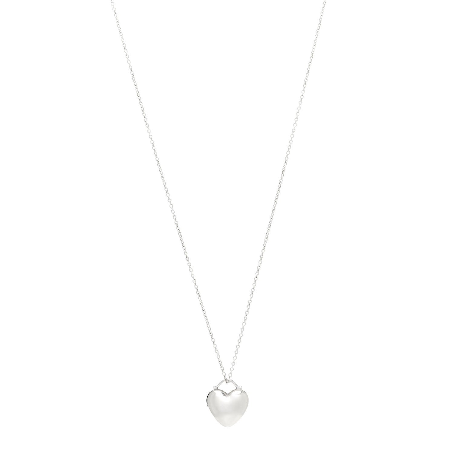 Tiffany Sterling Silver Puffy Heart Pendant Necklace 1 of 7