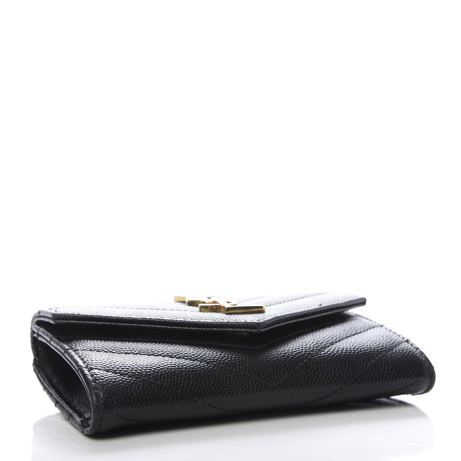 Saint Laurent Grain De Poudre Matelasse Chevron Small Monogram Envelope Wallet Black 4 of 7