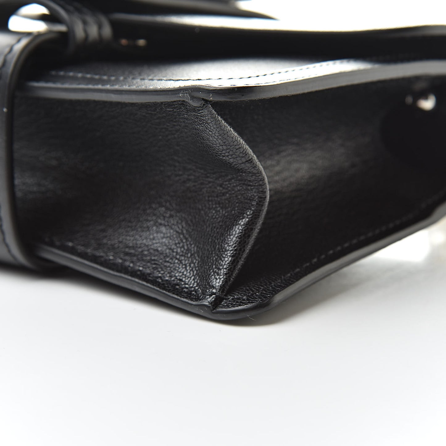 Shiny Goatskin Calfskin Aby Chain Shoulder Bag Black