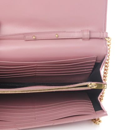 Saint Laurent Grain De Poudre Matelasse Chevron Monogram Chain Wallet Blush Fonce 4 of 10