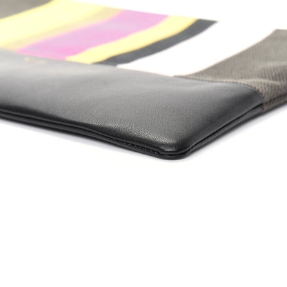 Celine Cotton Canvas Lambskin Striped Solo Clutch Pouch Black 7 of 15