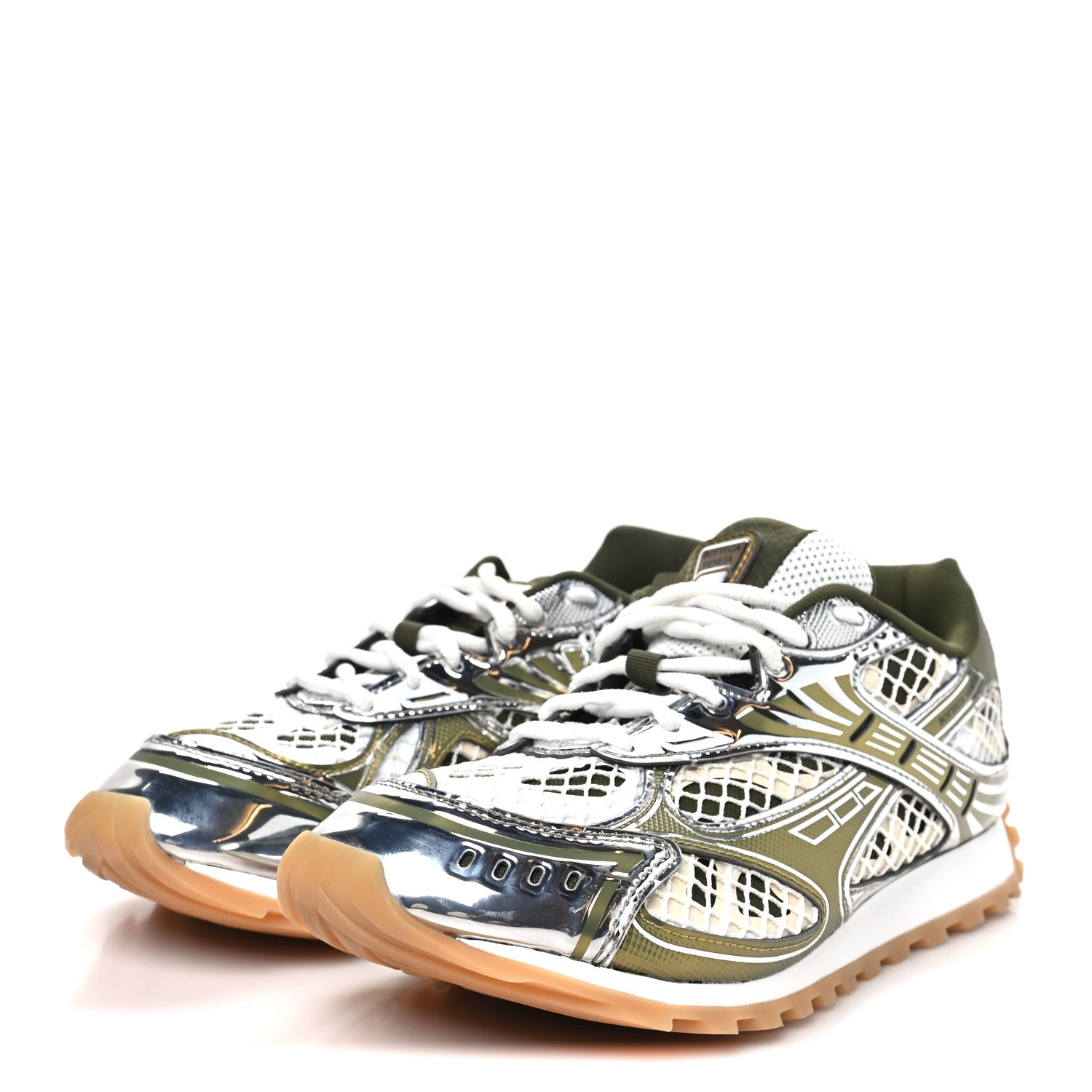 Bottega Veneta Fishnet Fabric Orbit Sneakers  40 Mud white 4 of 9