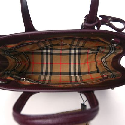 Burberry Grainy Calfskin House Check Small Banner Tote Mahogany Red 5 of 13