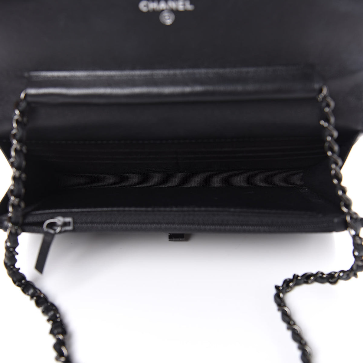 Chanel Sheepskin Chevron Reissue Wallet On Chain WOC So Black 5 of 11