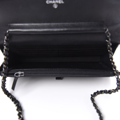 Chanel Sheepskin Chevron Reissue Wallet On Chain WOC So Black 5 of 11