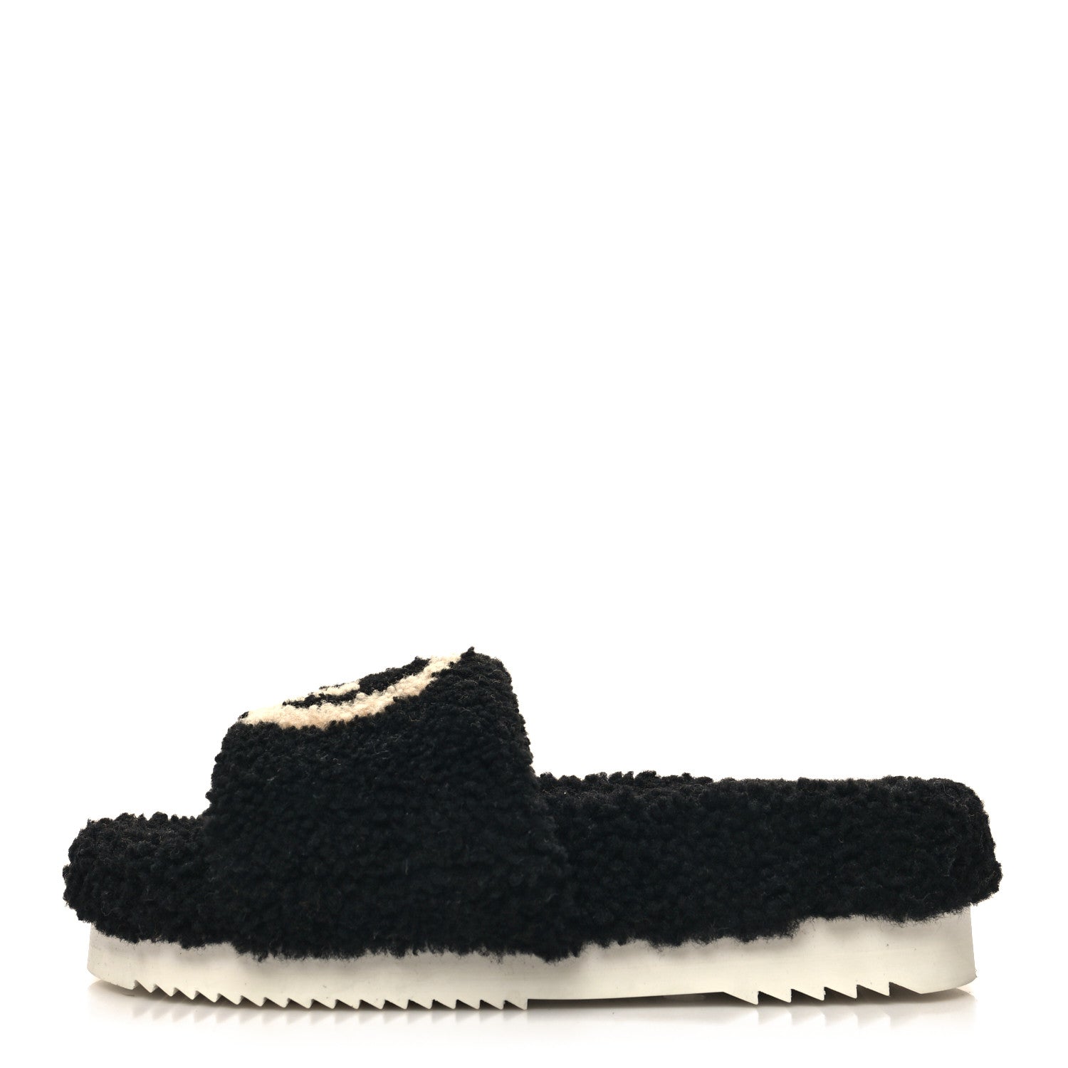 Gucci Shearling Womens Eileen Slide Sandals 37 Black Butterscotch 1 of 9