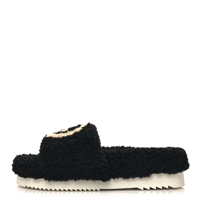 Gucci Shearling Womens Eileen Slide Sandals 37 Black Butterscotch 1 of 9