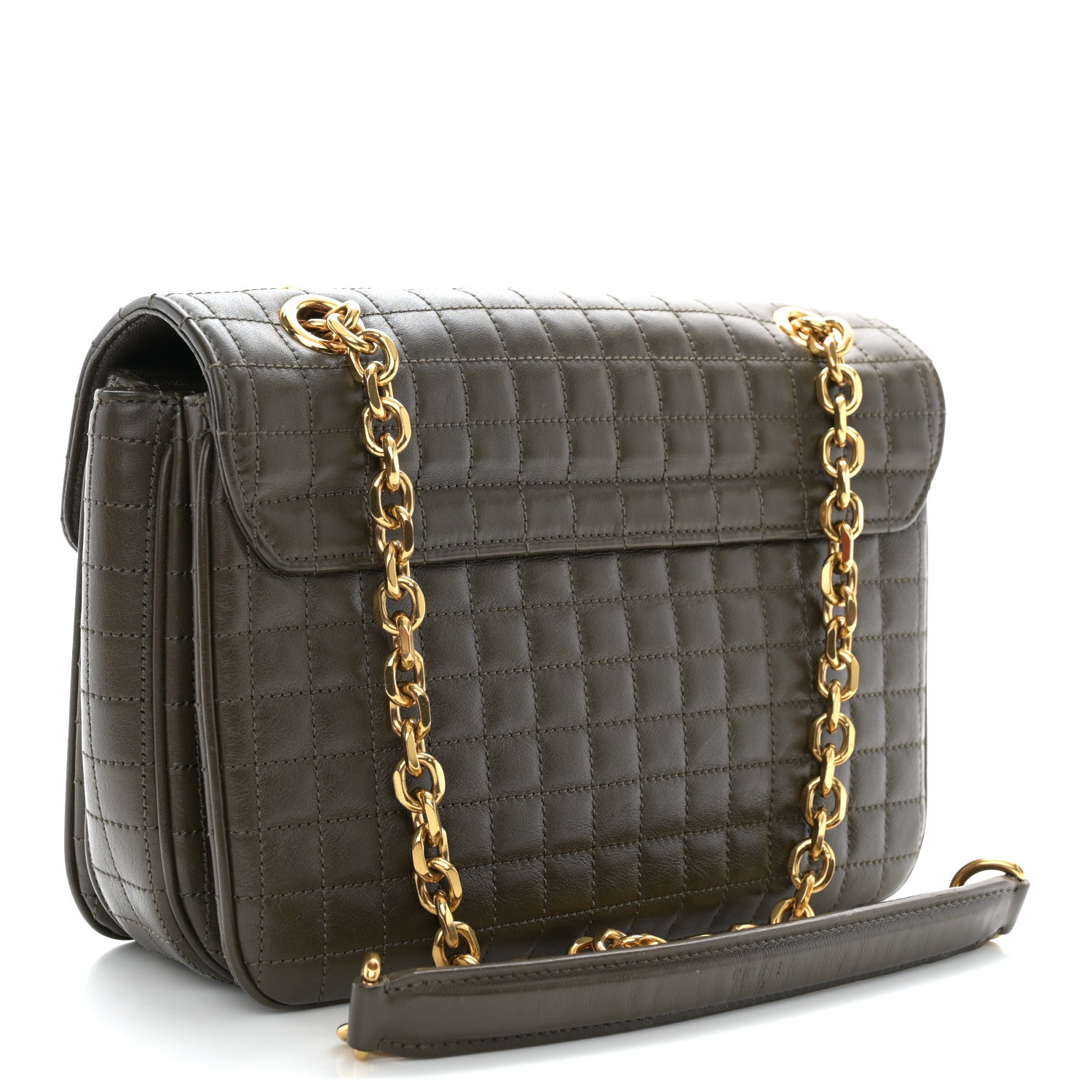 Celine Calfskin Quilted Medium C Bag Khaki 3 of 12