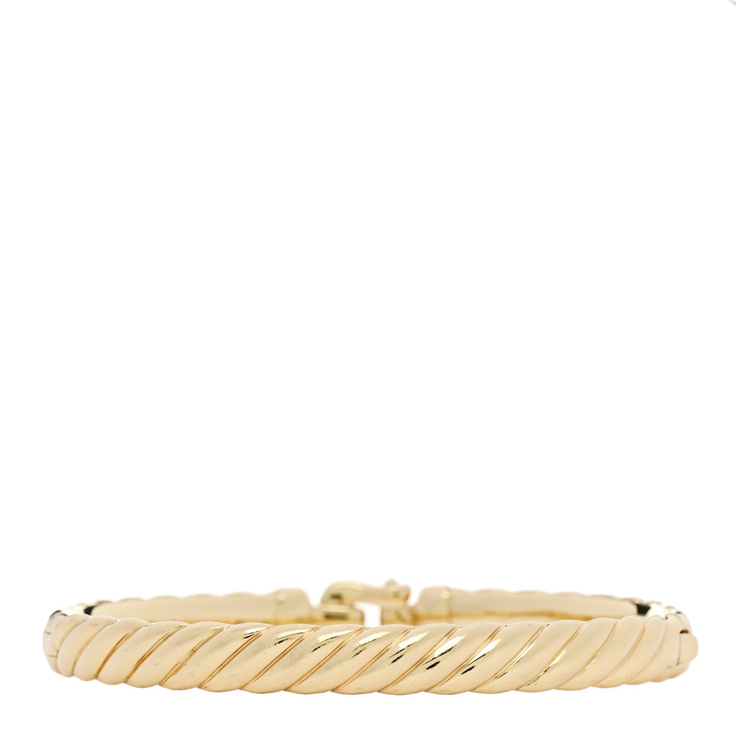 18K Yellow Gold Diamond 6.2mm Sculpted Cable Buckle Bracelet
