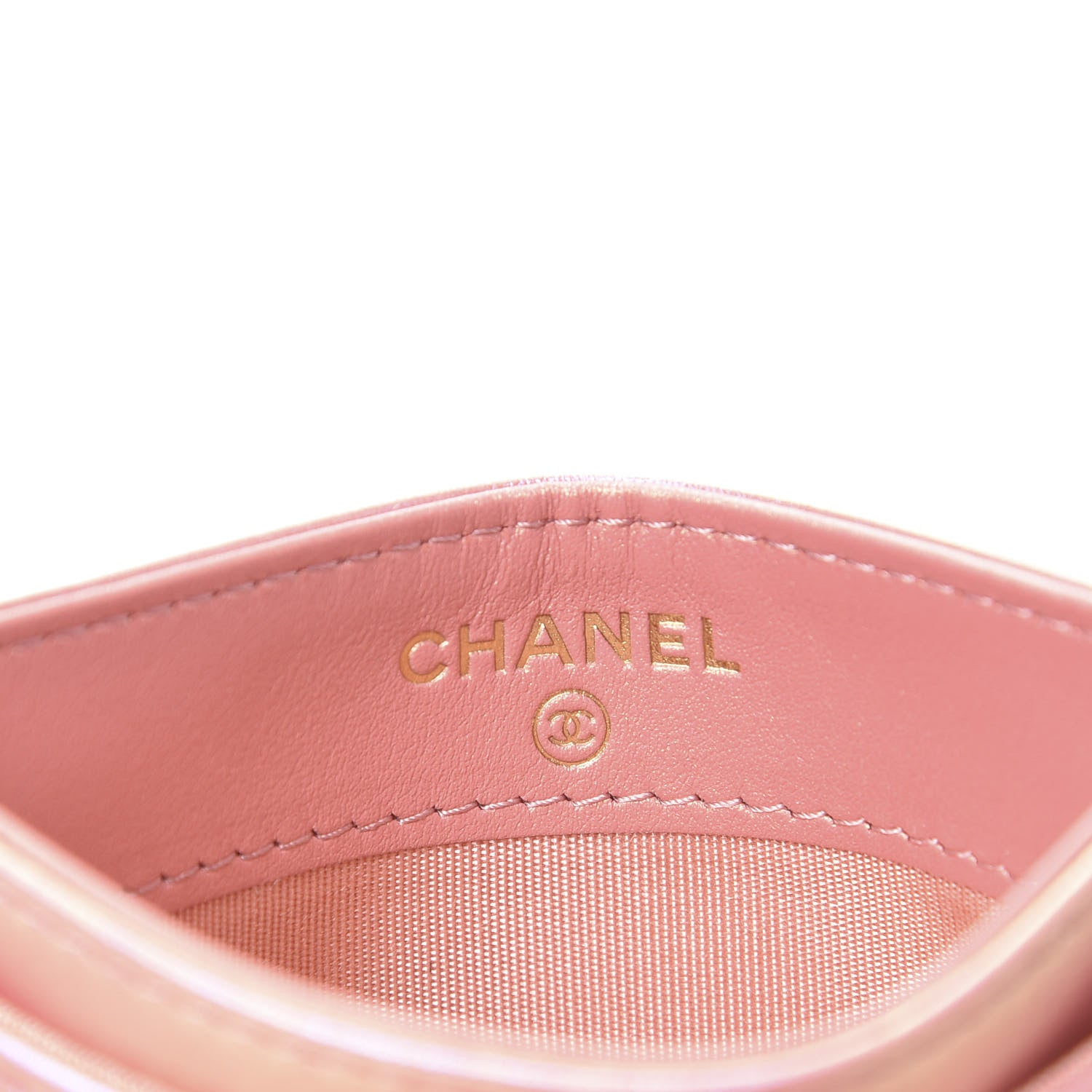 Chanel Iridescent Calfskin Quilted Chanel 19 Card Holder Pink 5 of 7