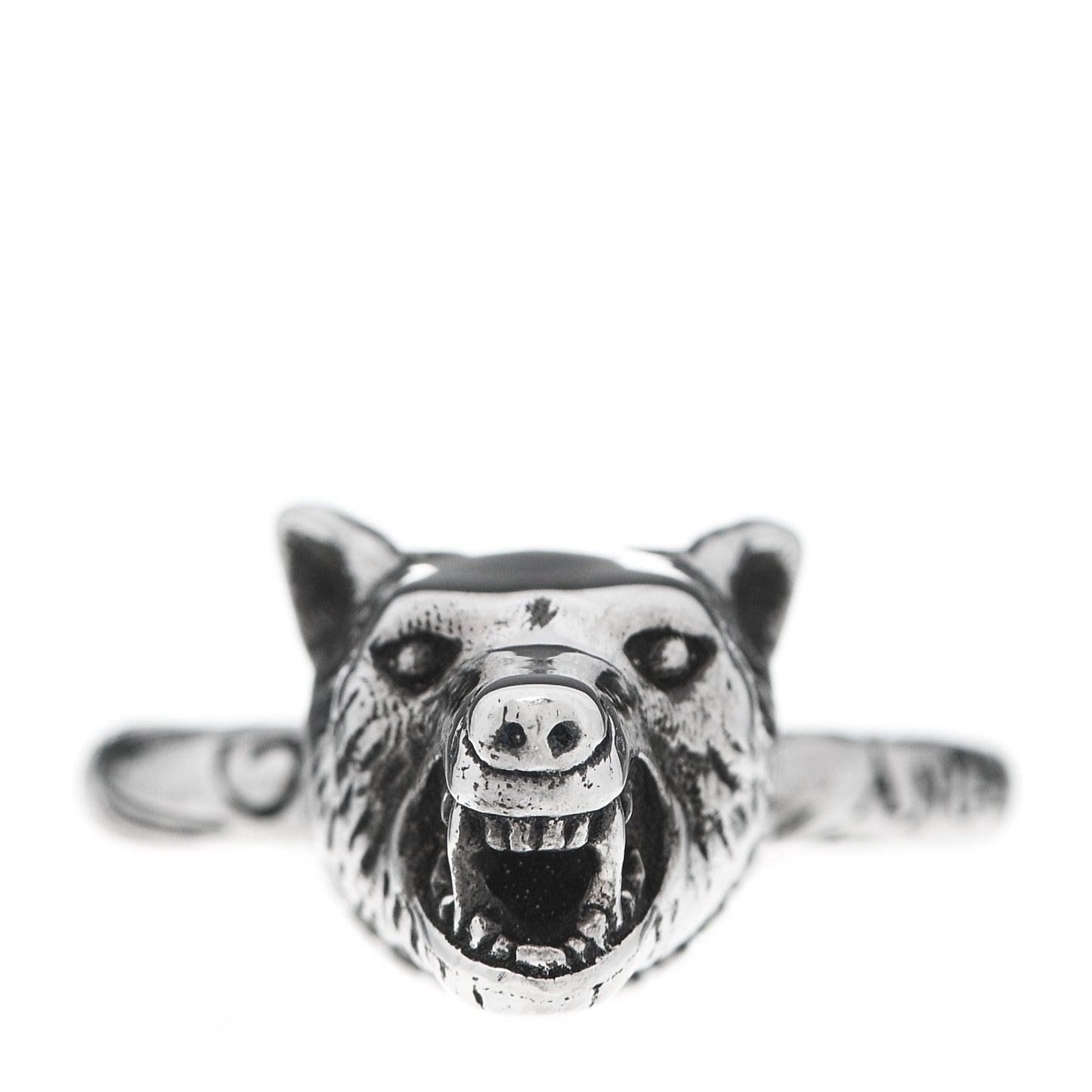 Sterling Silver Anger Forest Wolf Head Ring 46 3.75