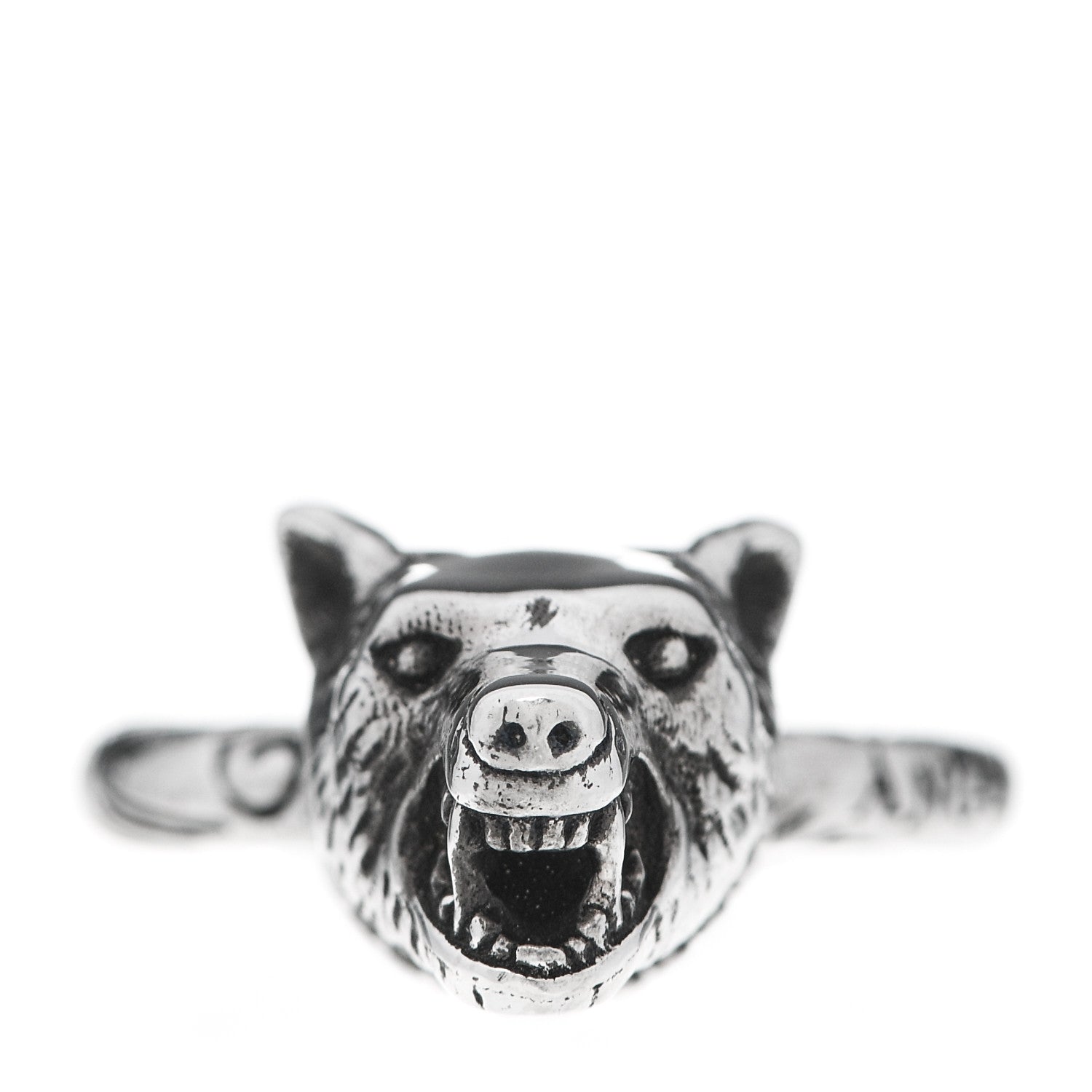 Gucci Sterling Silver Anger Forest Wolf Head Ring 46 3.75 3 of 5