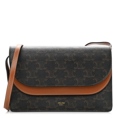 Celine Triomphe Canvas Lambskin Wallet On Strap Tan 9 of 12