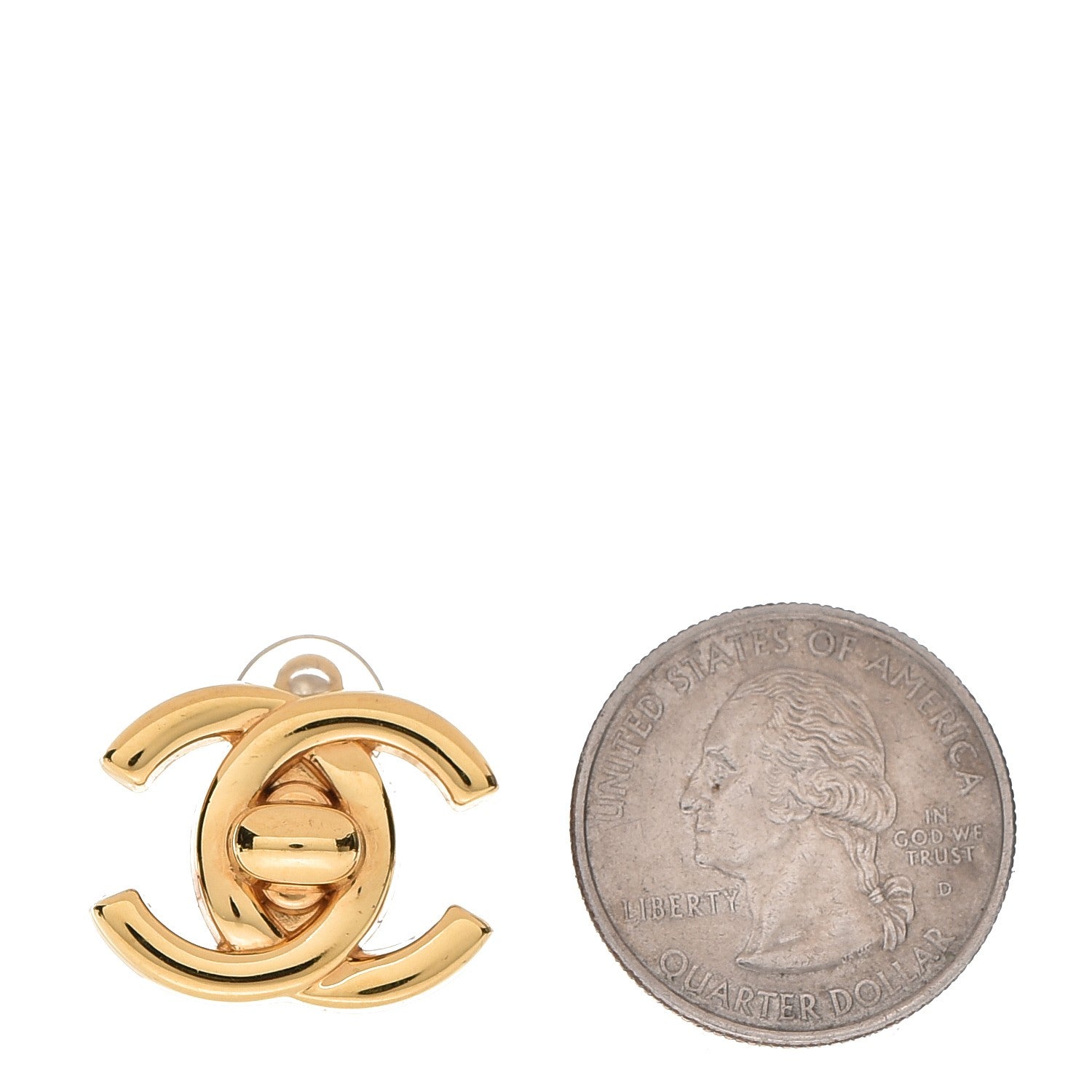 Chanel Metal CC Turnlock Clip On Earrings Gold 2 of 4