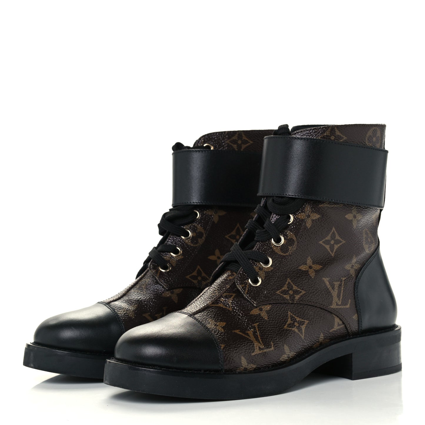 Calfskin Monogram Wonderland Flat Ranger Boots 38 Black