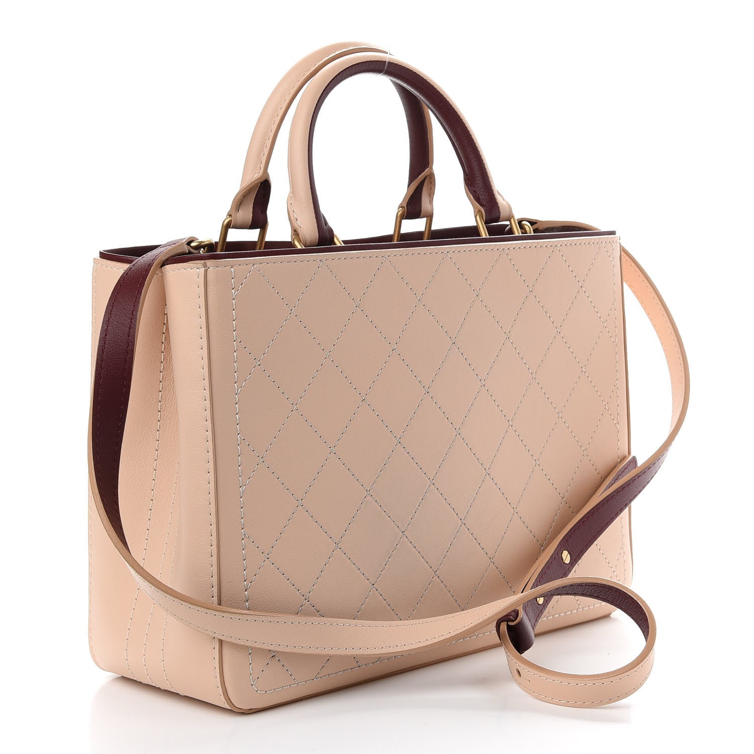 Chanel Bullskin Stitched Bi-Color Medium Shopping Tote Beige 3 of 9