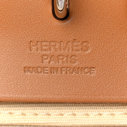 Hermes Military Toile Vache Hunter Herbag Zip Retourne 31 PM Beton Naturel 5 of 11
