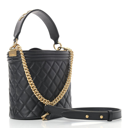 Chanel Calfskin Quilted Boy Bucket Bag Black 3 of 9