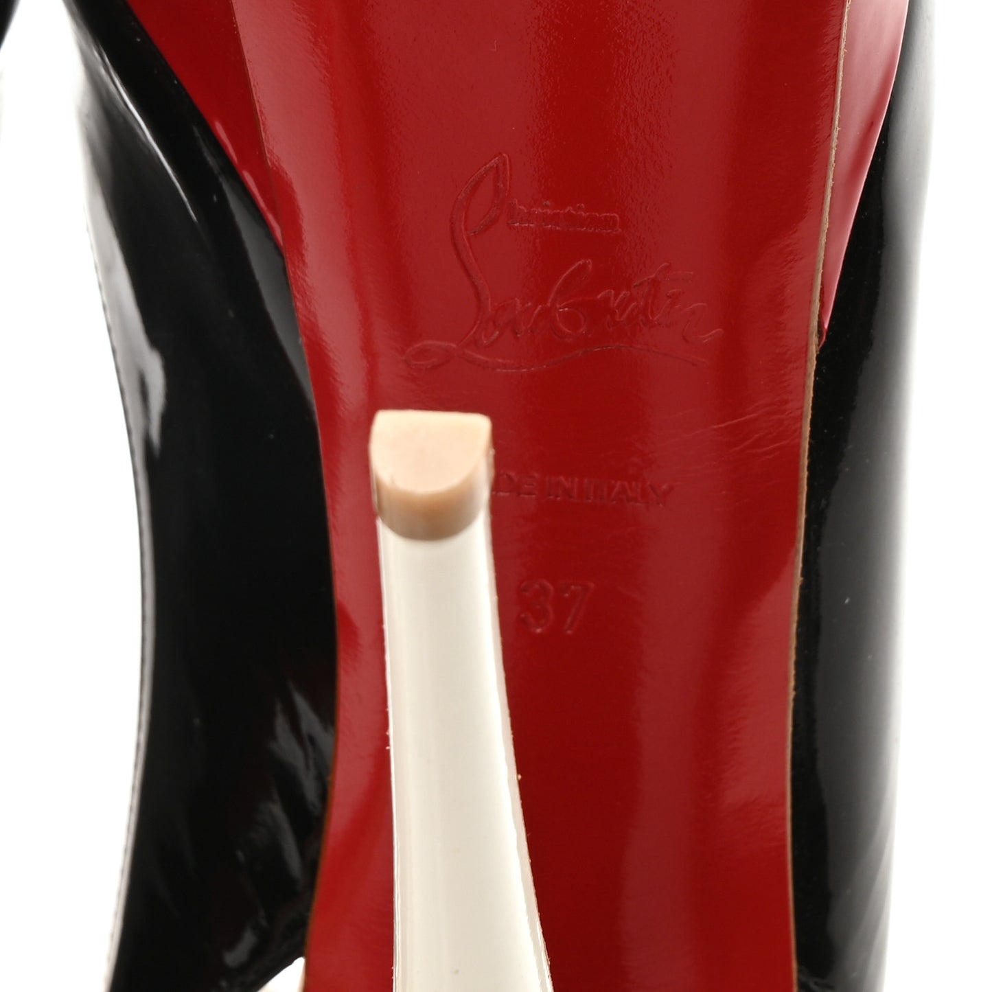 Patent Lady Peep Sling 150 Pumps 37 Black White