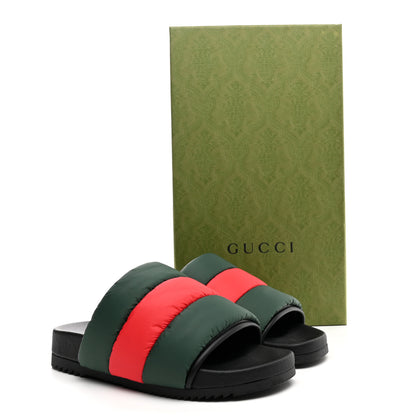 Gucci Nylon Web Womens Slide Sandals 37 Black Green Red 9 of 9