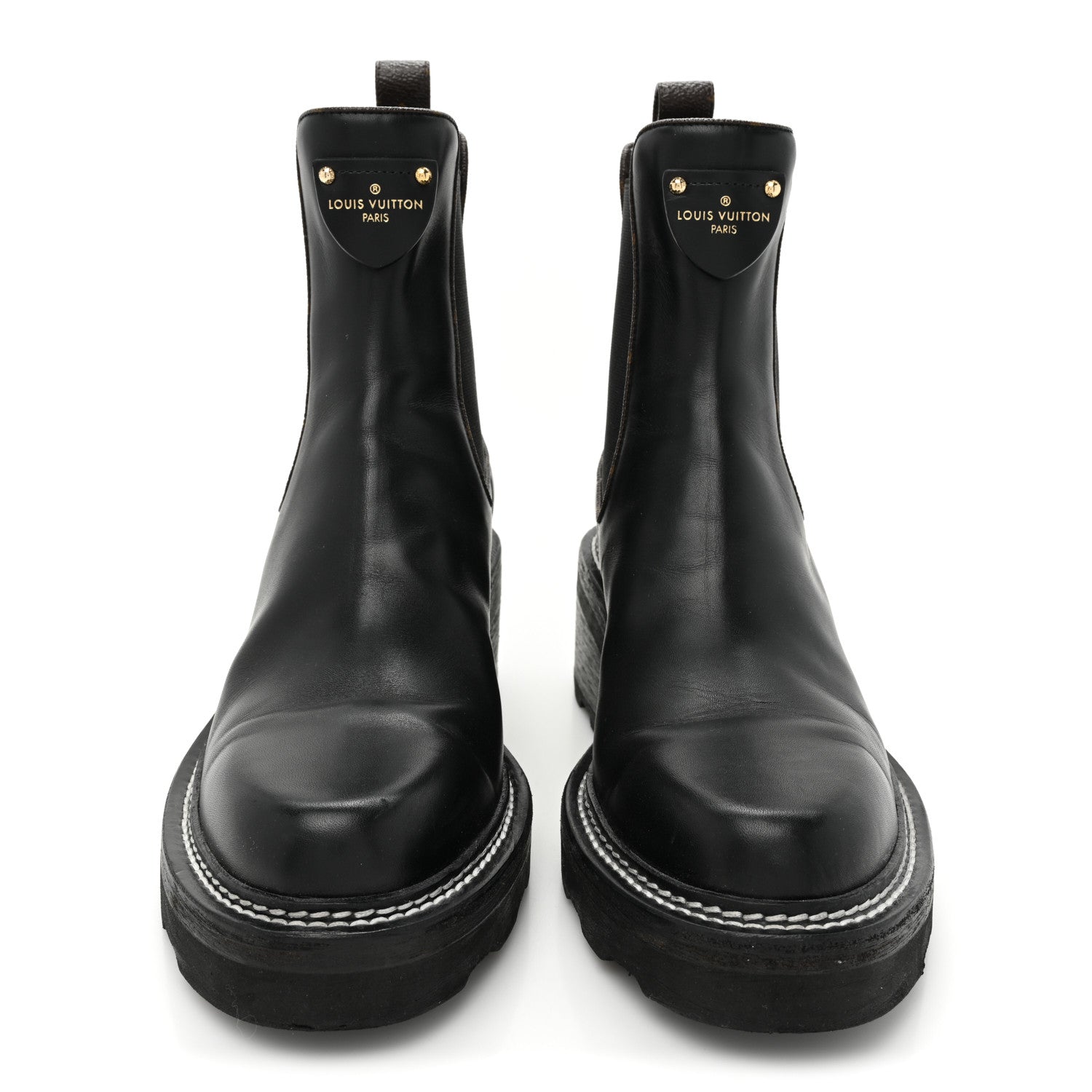 Louis Vuitton Calfskin Monogram Beaubourg Ankle Boots 40 Black 2 of 16
