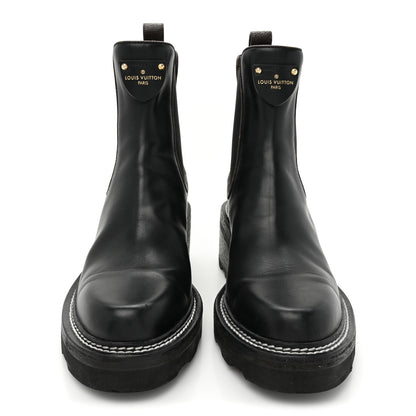 Louis Vuitton Calfskin Monogram Beaubourg Ankle Boots 40 Black 2 of 16