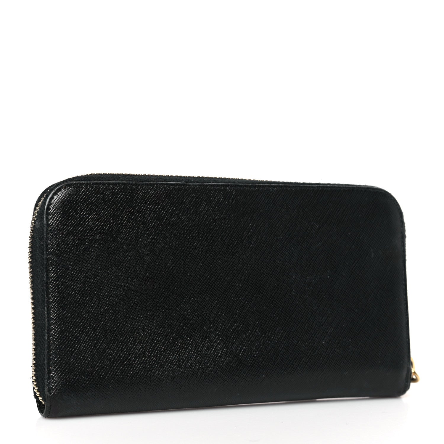 Prada Saffiano Metal Zip Around Wallet Black 3 of 10