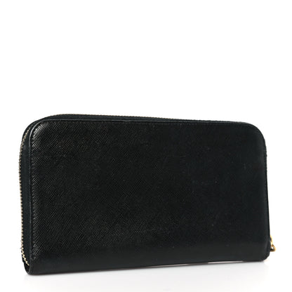 Prada Saffiano Metal Zip Around Wallet Black 3 of 10