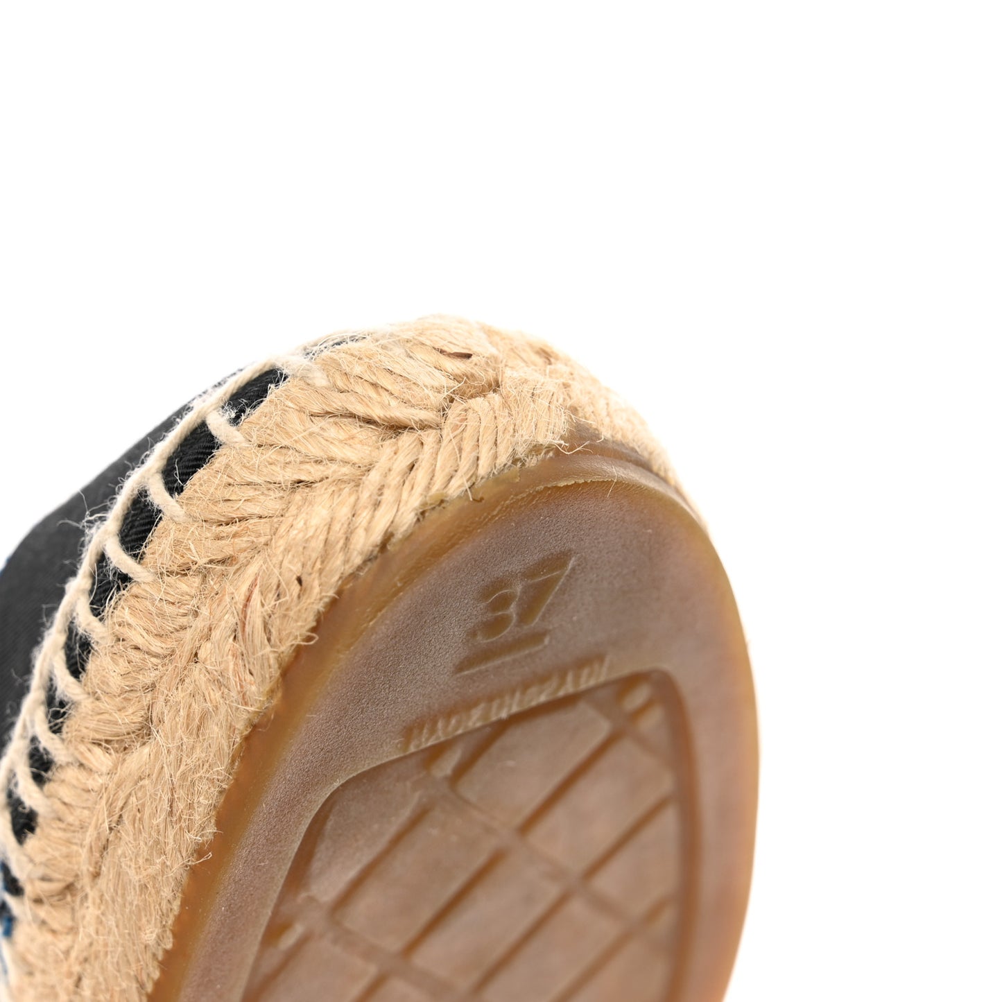 Velvet Grosgrain Quilted Camellia CC Espadrilles 37 Navy Black