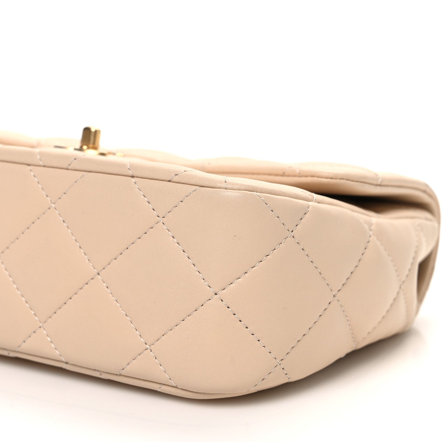 Chanel Lambskin Quilted Metal Enamel Chain Top Handle Square Flap Beige 10 of 11