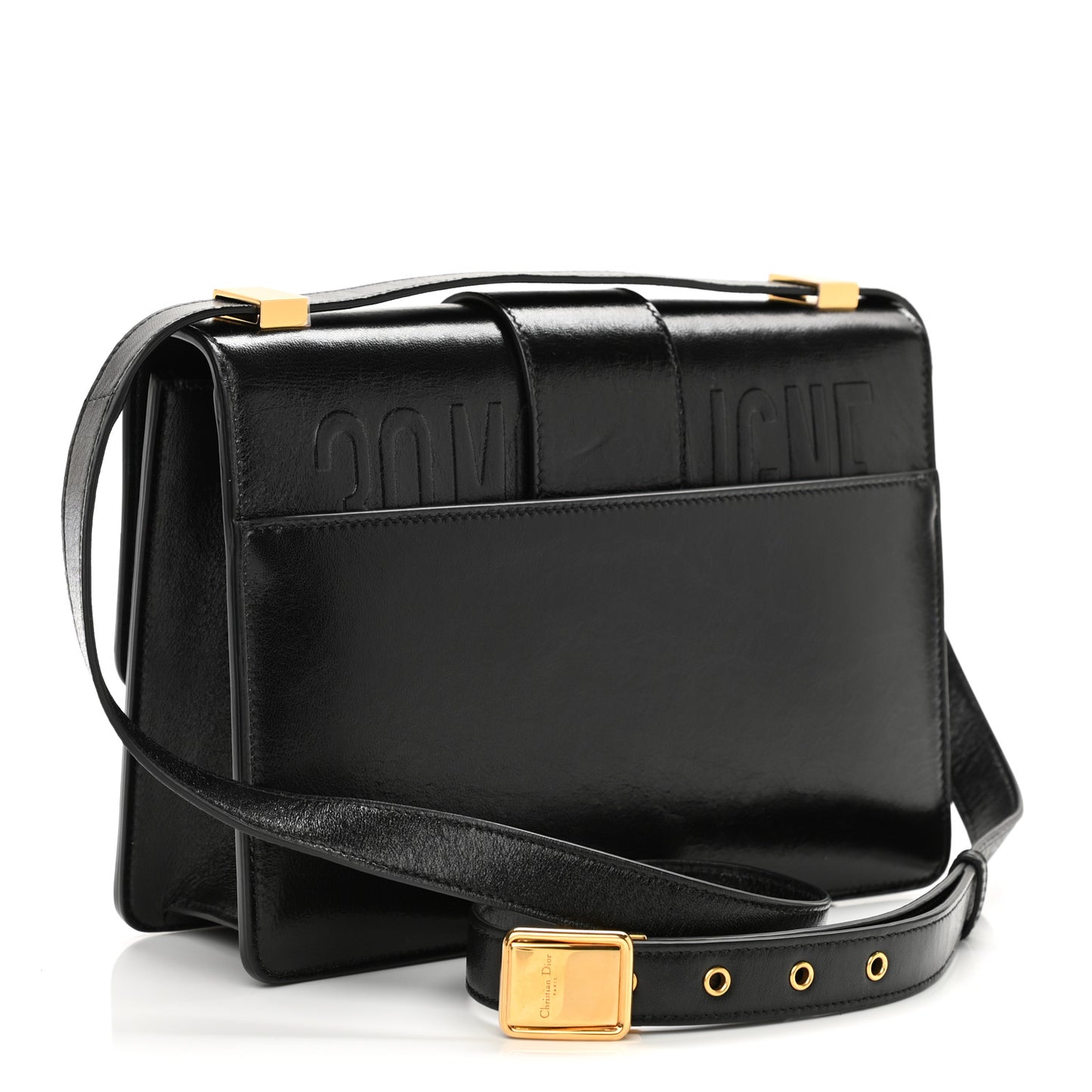 Crinkled Lambskin 30 Montaigne Flap Bag Black