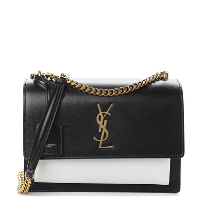 Saint Laurent Calfskin Bi-Color Medium Monogram Sunset Black Pearl White 1 of 8