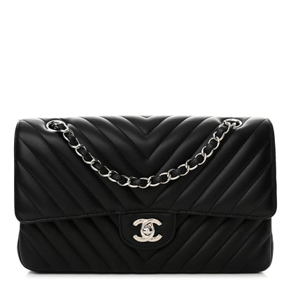 Chanel Lambskin Chevron Quilted Medium Double Flap Black 1 of 14