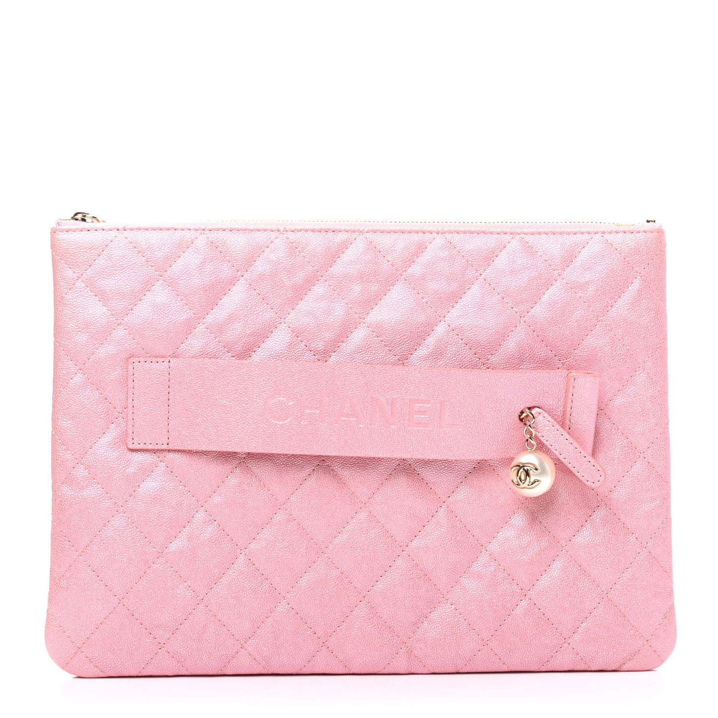 Iridescent Caviar Medium Night by the C Pouch Clutch Rose Pink
