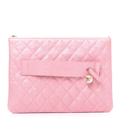 Chanel Iridescent Caviar Medium Night by the C Pouch Clutch Rose Pink 1 of 8
