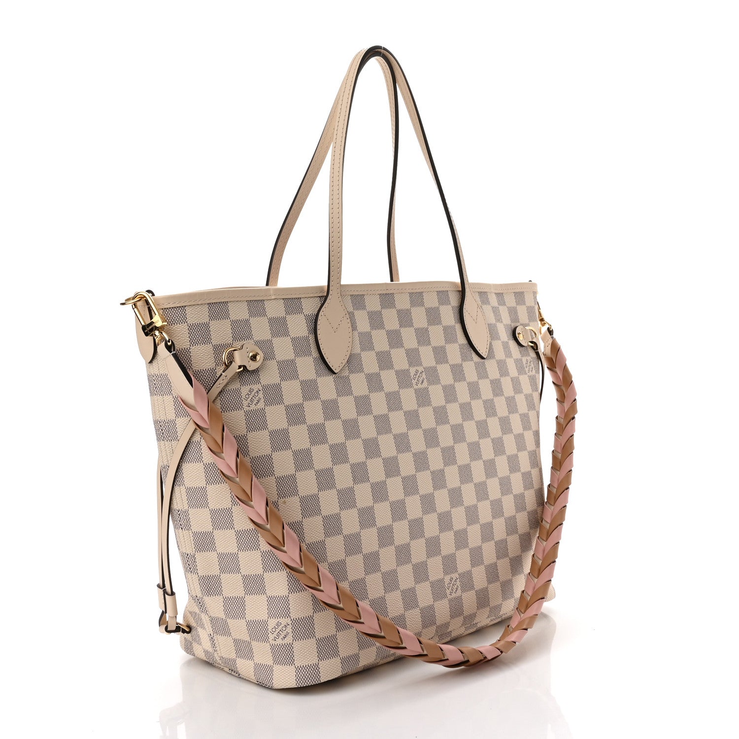 Louis Vuitton Damier Azur Braided Neverfull MM Pink 4 of 9
