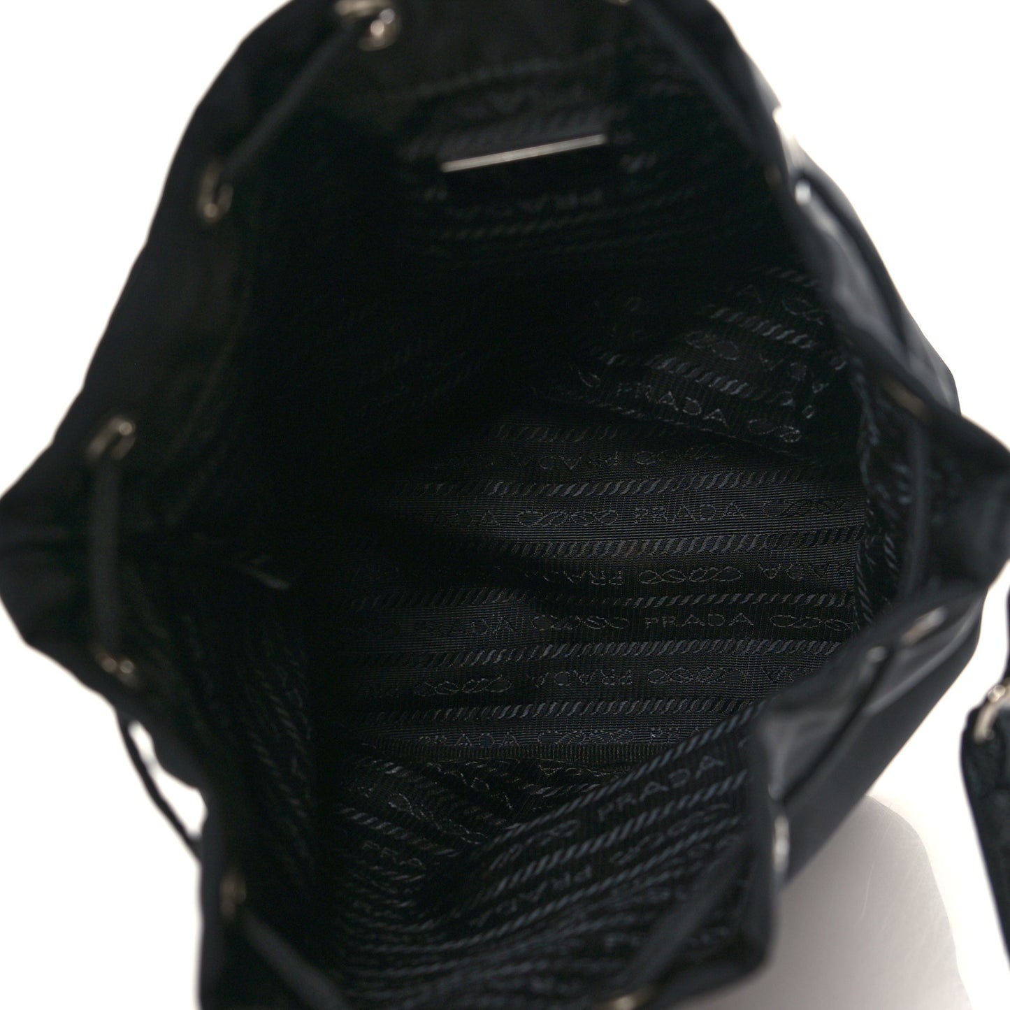 Saffiano Tessuto Nylon Vela Bucket Wristlet Black