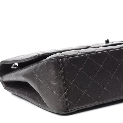 Chanel Metallic Lambskin Quilted Maxi Single Flap Dark Grey 6 of 13
