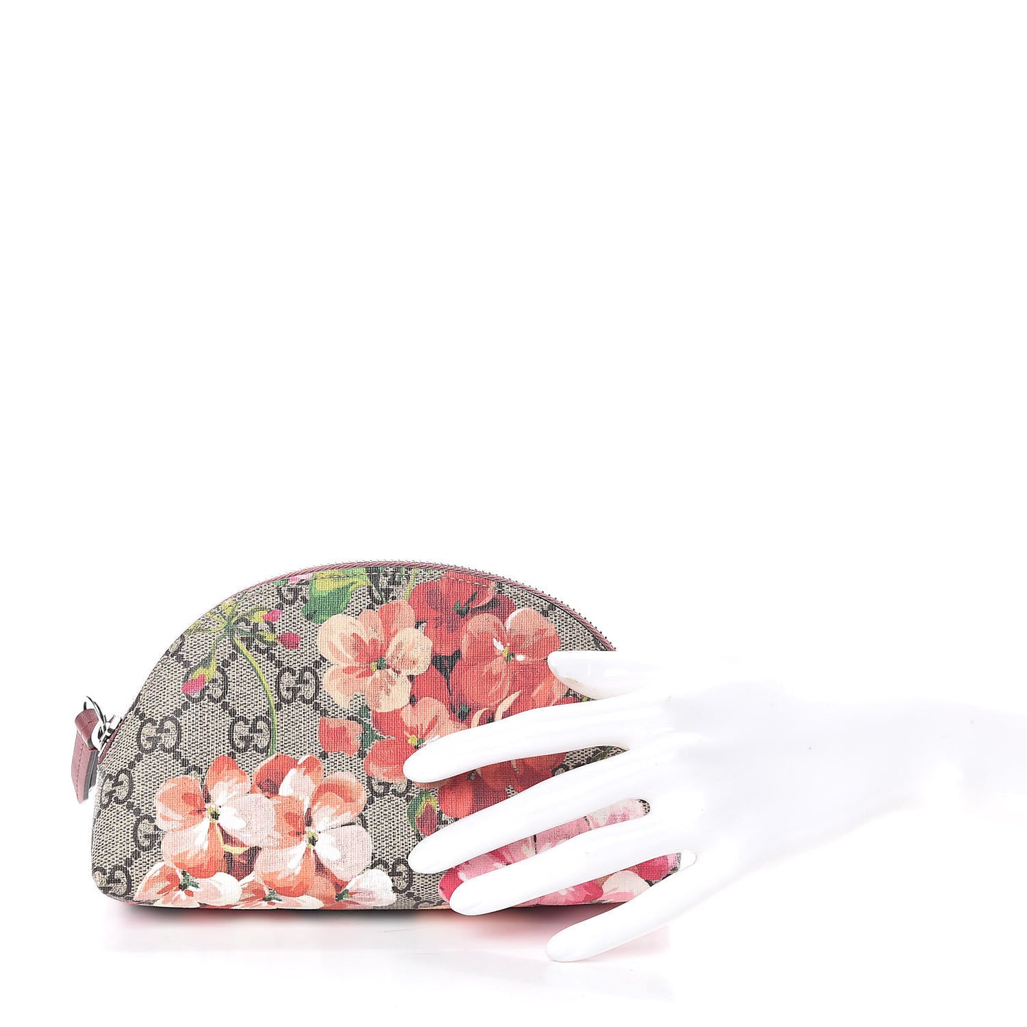 GG Supreme Monogram Blooms Small Pouch Cosmetic Case Beige Multicolor Dry Rose