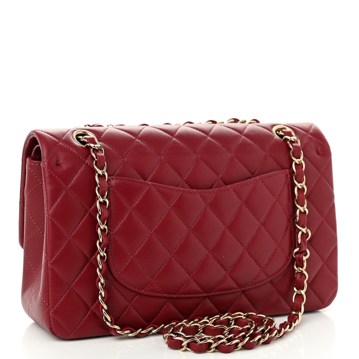 Lambskin Quilted Medium Double Flap Burgundy
