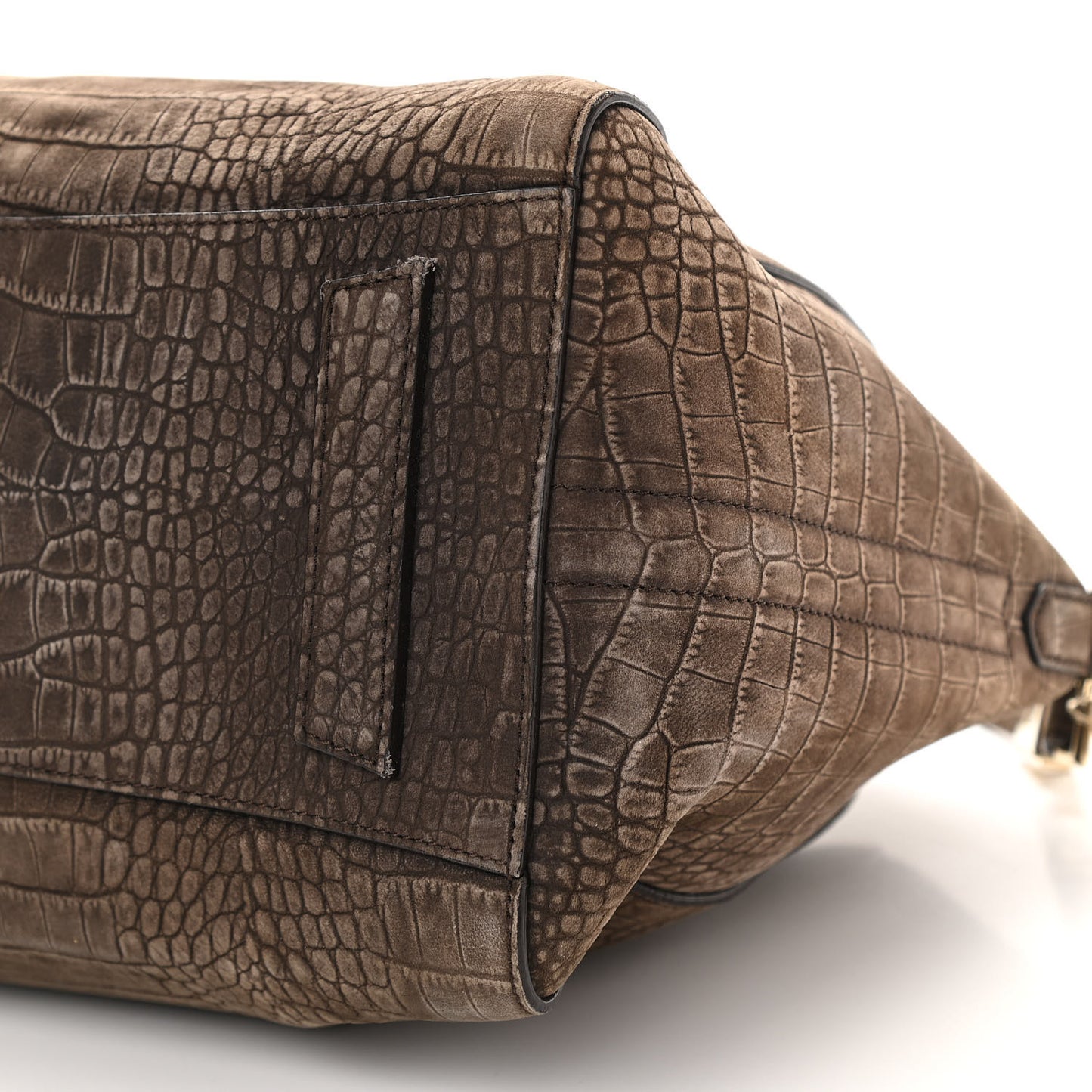 Nubuck Crocodile Embossed Medium Antigona Brown