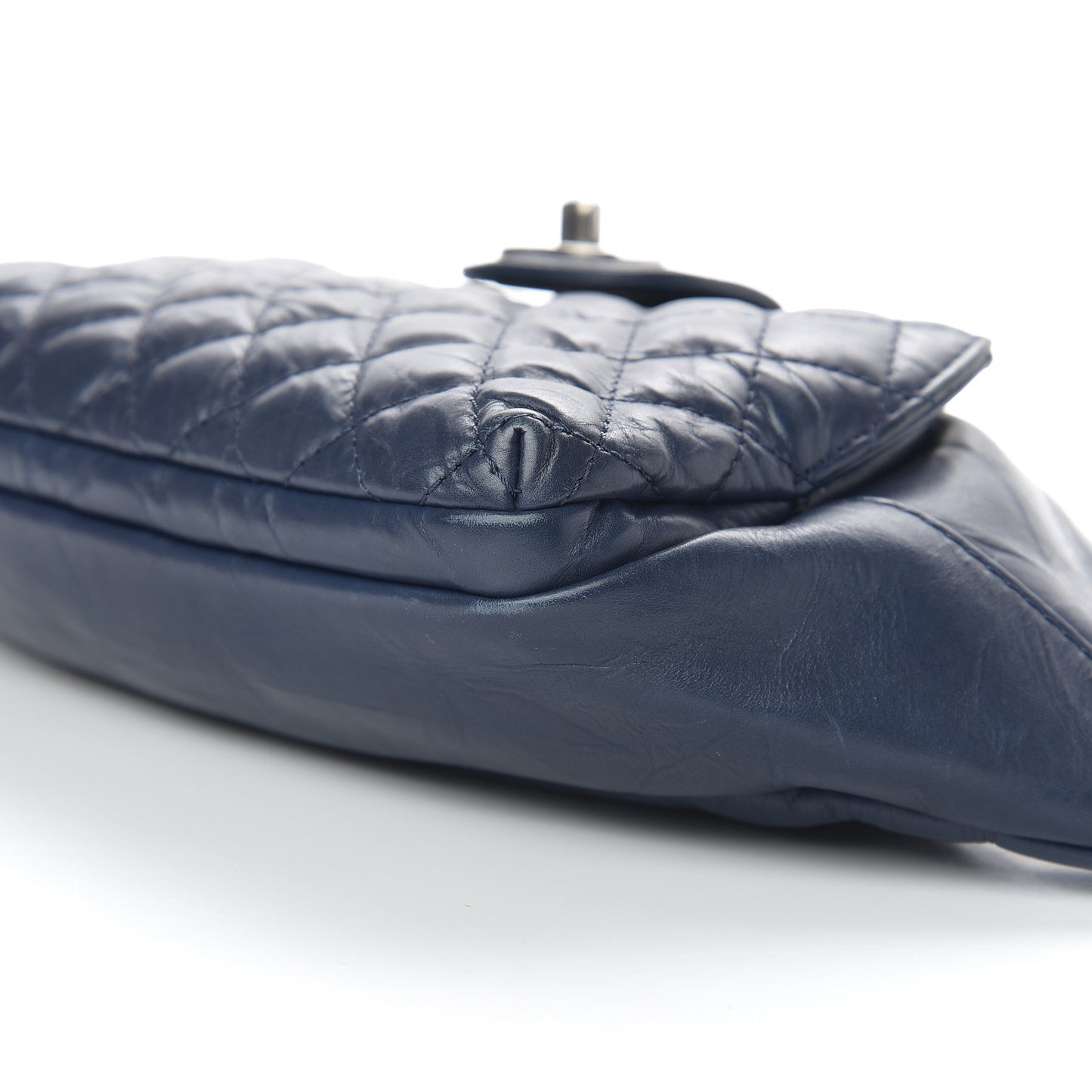 Crumpled Calfskin Quilted Casual Rock Waist Bag Fanny Pack Blue