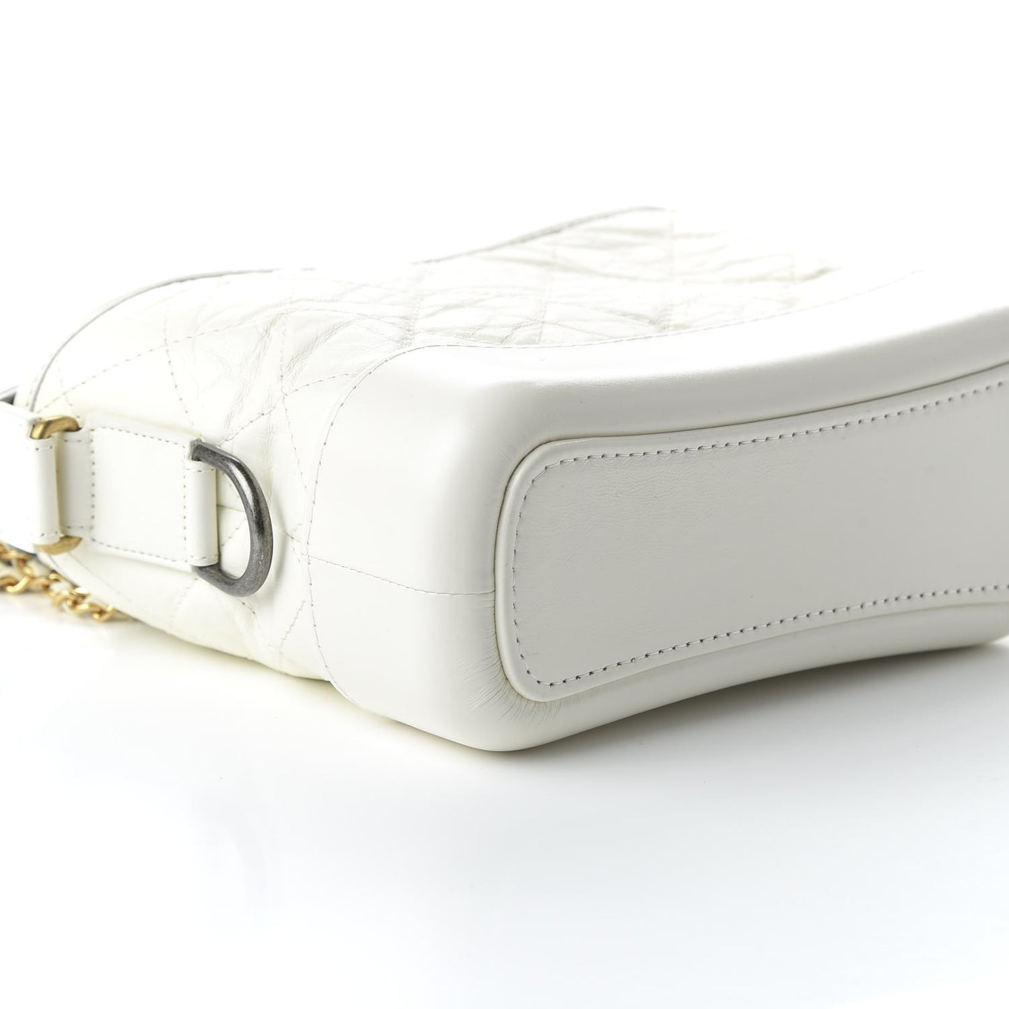 Aged Calfskin Quilted Small Gabrielle Hobo White