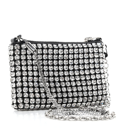 Alexander Wang Mesh Crystal Rhinestone Nano Heiress Shoulder Bag Black Silver 2 of 4