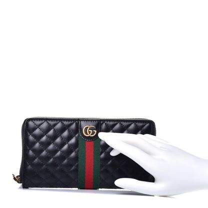 Gucci Calfskin Web Trapuntata GG Zip Around Wallet Black 2 of 6