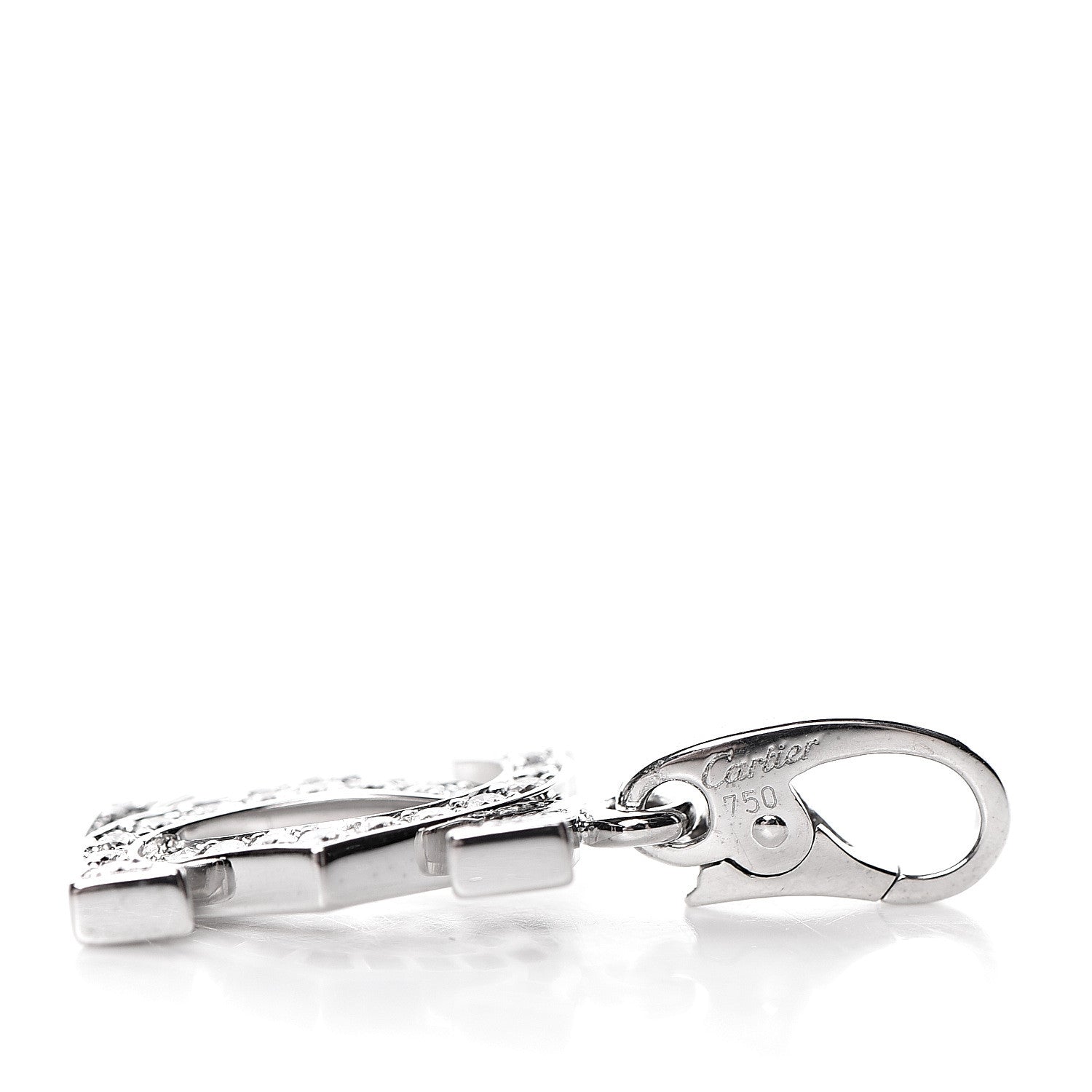 Cartier 18K White Gold Diamond Logo Charm 3 of 4