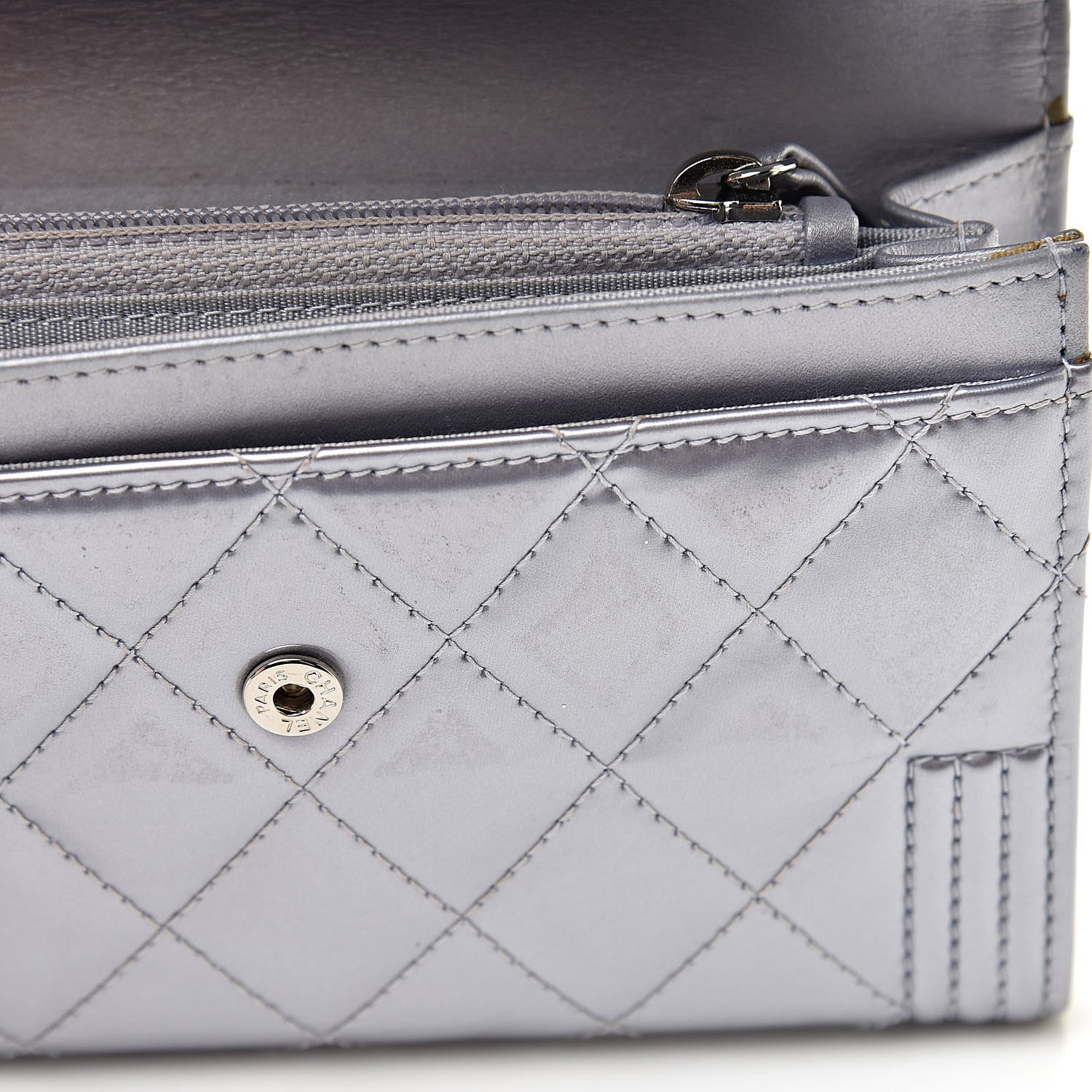 Chanel Patent Quilted Medium Boy Flap Wallet Purple 12 of 15